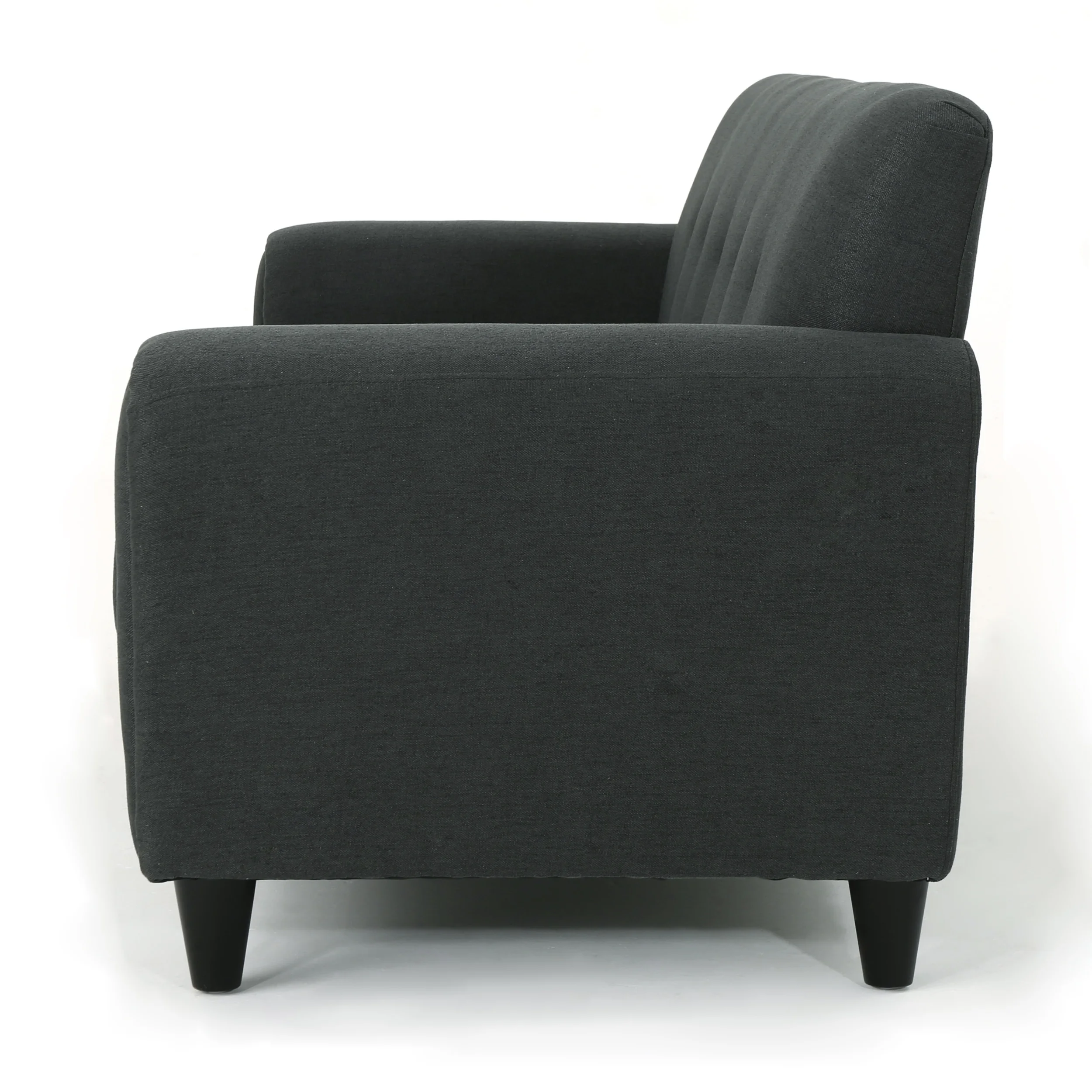 GDF Studio Emily Tufted Fabric 3 Seater Sofa, Dark Gray