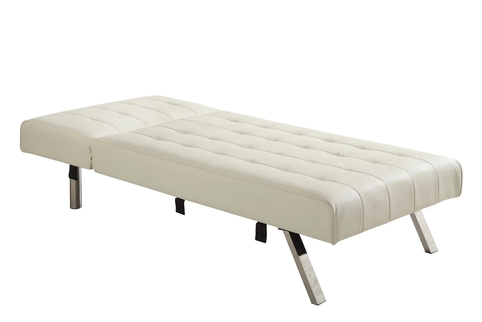 DHP Emily Sectional Futon Sofa Bed with Convertible Chaise Lounger, Modern Design with Sturdy Chrome Legs, Vanilla Faux Leather