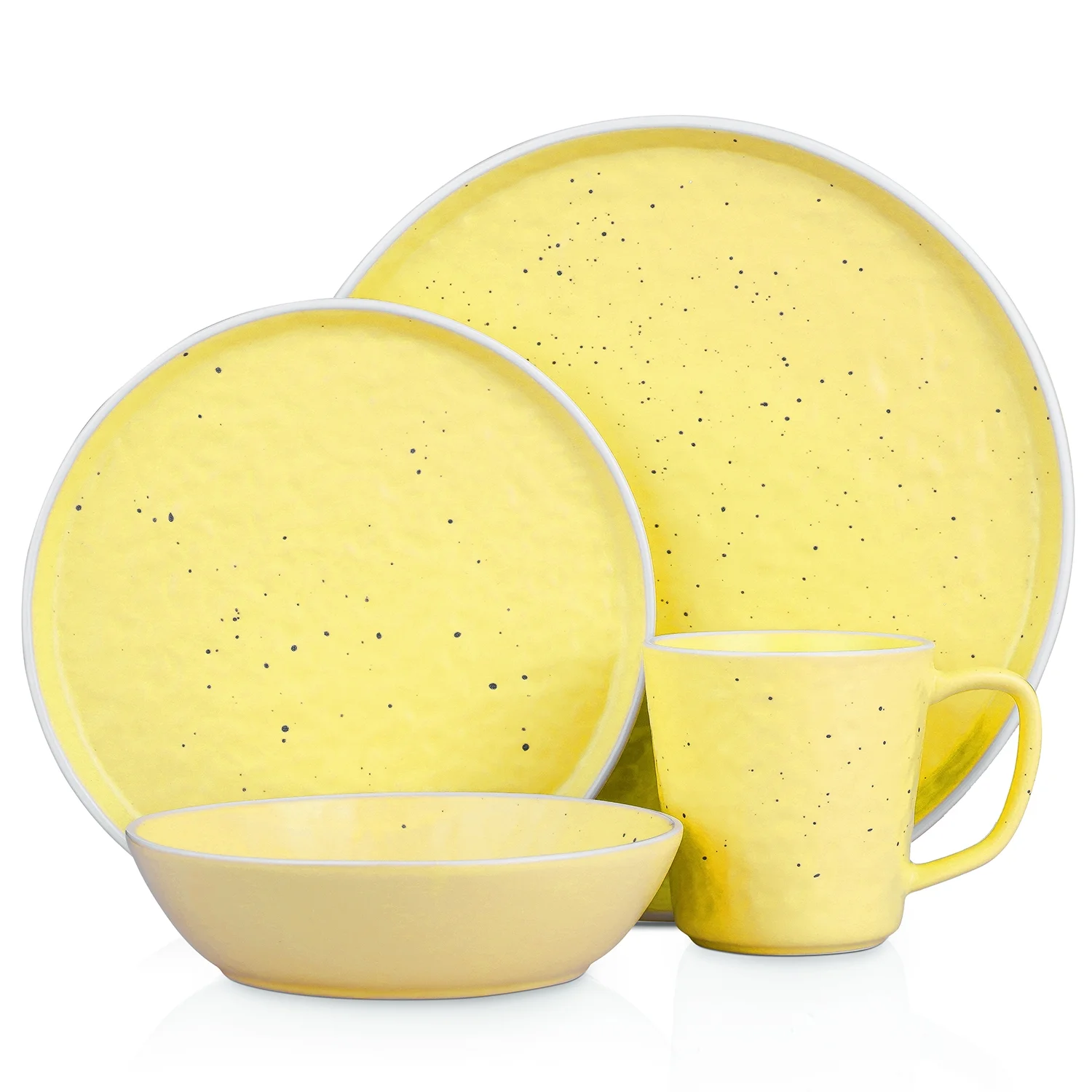 Stone Lain Elena Stoneware Dinnerware, 16-Piece Mix and Match Multicolor Set for 4