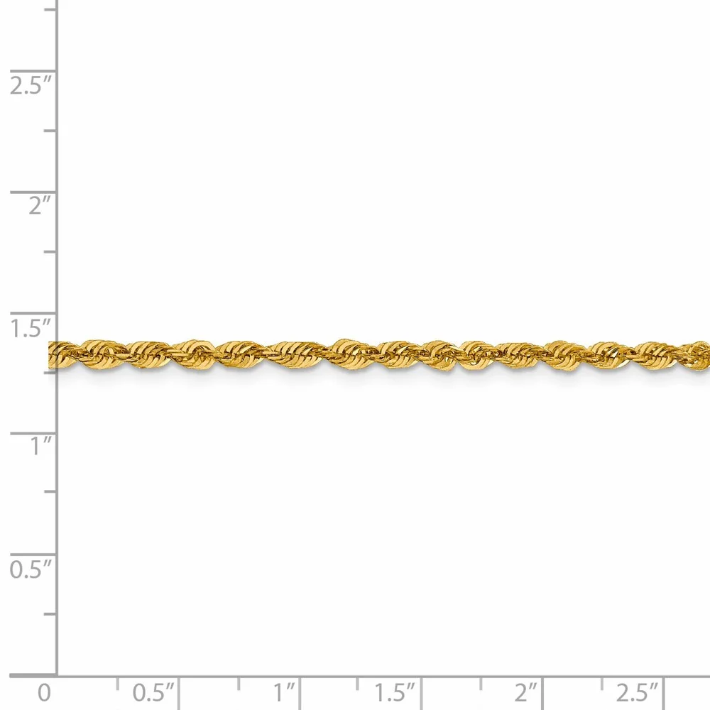 Leslie's Real 10kt Yellow Gold 3mm Diamond-Cut Lightweight Rope Chain; 24 inch; for Adults and Teens; for Women and Men
