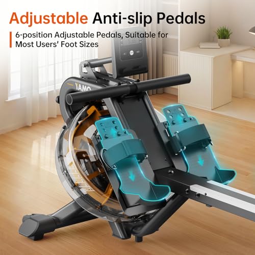 YAMO Water Rowing Machine for Home, Row Machine with 330LB Weight Capacity, Support Bluetooth & Compatible with Apps