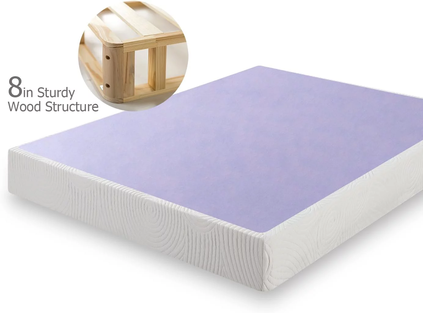 WANHUI Edgar 8 Inch Wood Box Spring / Mattress Foundation / Sturdy Wood Structure / High Profile / Easy Assembly, Queen