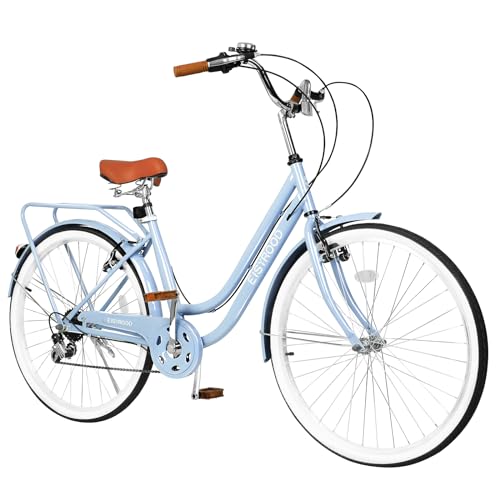 26 Inch Womens Bike, Beach Cruiser Bike for Women, Hybrid Cruiser Bike with 7 Speed, Adjustable Seat