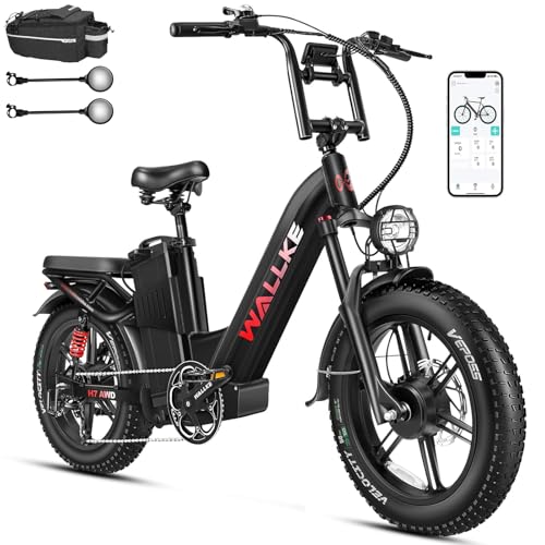 W Wallke AWD Dual Motor Electric Bike for Adults, UL2849 Certified, 48V 60Ah Battery Cell Brand Sam-Sung, Long Range 200 Miles 35MPH Fast Ebike