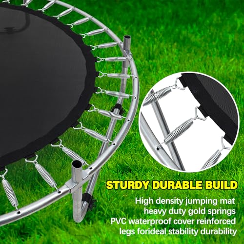 Trampoline for Kids, 5FT Adjustable for Toddler, Indoor/Outdoor Baby Trampoline with Enclosure Net, No-Gap Safe Design, Gifts for Boys & Girls