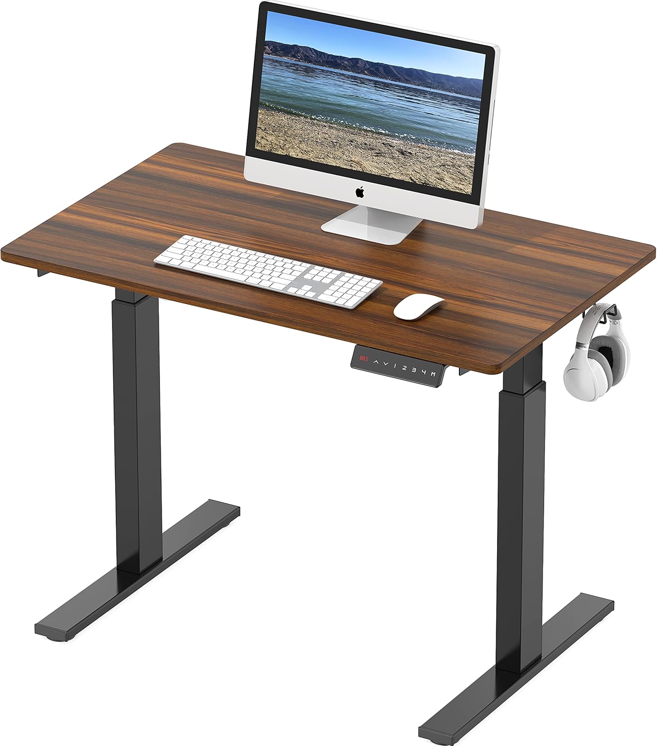 SHW 55-Inch Large Electric Height Adjustable Standing Desk, 55 x 28 Inches, Oak