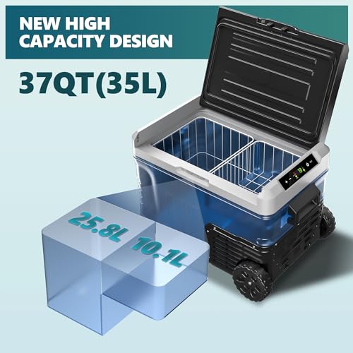 EUHOMY 12 Volt Refrigerator, 37QT(35L) Electric Cooler, Portable Freezer 12V/24V DC 110-240V AC, 12V Fridge -4�H~68�H