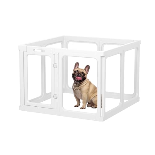 Clear Acrylic Dog Playpen - 11.6 sq.ft, 24" H 10 Planes Transparent Dog Fence Indoor, Sturdy Pet Pen for Puppy/Small Dog/Rabbit/Cat/Pig
