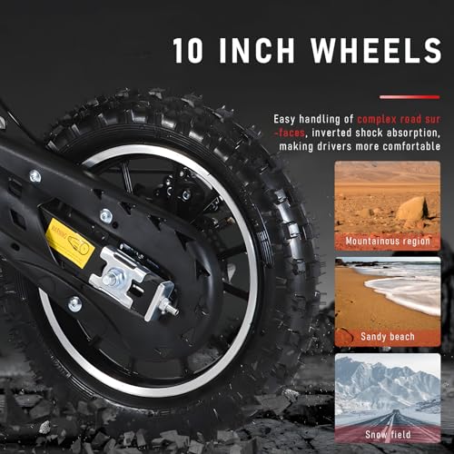 49cc Kids Dirt Bike, 2-Stroke Gas Powered Mini Motocross Motorcycle, Off-Road Dirtbike for Kids 5-14 with Front/Rear Disc Brakes, Shock Absorption