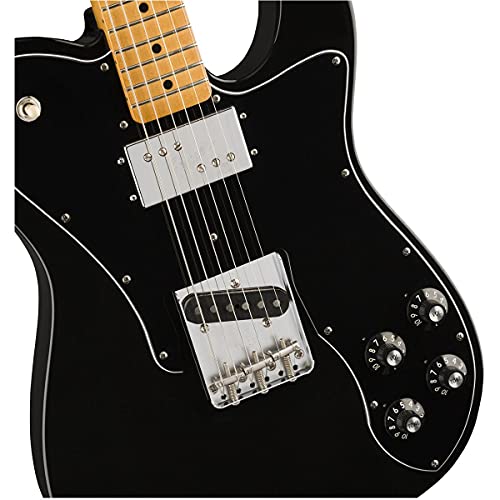 Fender Vintera 70s Custom Telecaster Electric Guitar, with 2-Year Warranty, Black, Maple Fingerboard