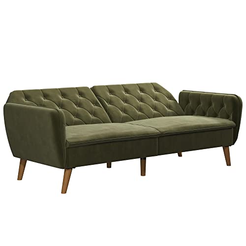 Novogratz Tallulah Memory Foam Futon, Convertible Couch, Camel Faux Leather