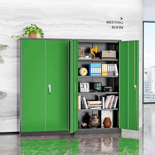 INTERGREAT Metal Storage Cabinets 72” Black Garage Steel Storage Cabinet with Doors and Shelves, Metal Tool Cabinet
