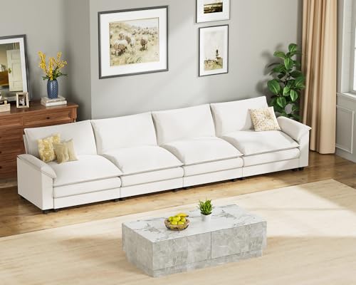 Homall 119" Modular Sectional Sofa, L Shaped Sofa Couch with Reversible Ottoman, DIY Combination Chenille Deep 3-Seat Cloud Couch for Living Room