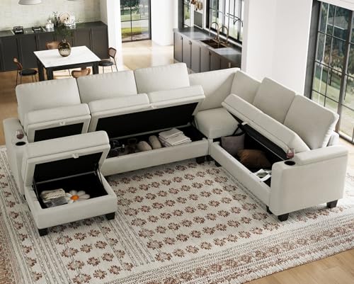 Belffin Modular Sectional Sofa Couch with Storage U Shape Convertible Corner Couches for Living Room Dark Grey Couch