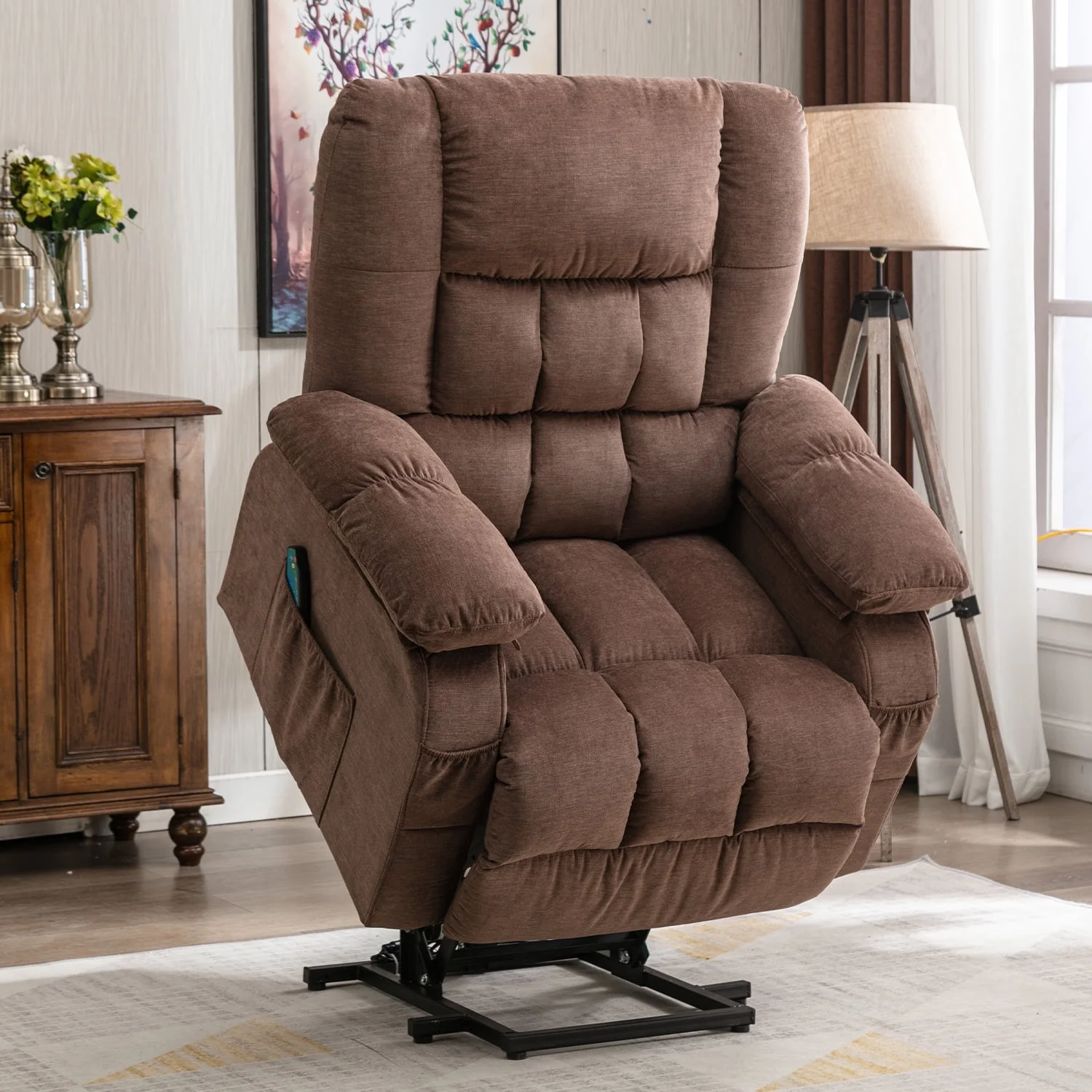 JONPONY Power Lift Recliner Chair Recliners for Elderly with Heat and Massage Recliner Chair for Living Room with Infinite Position and Side Pocket