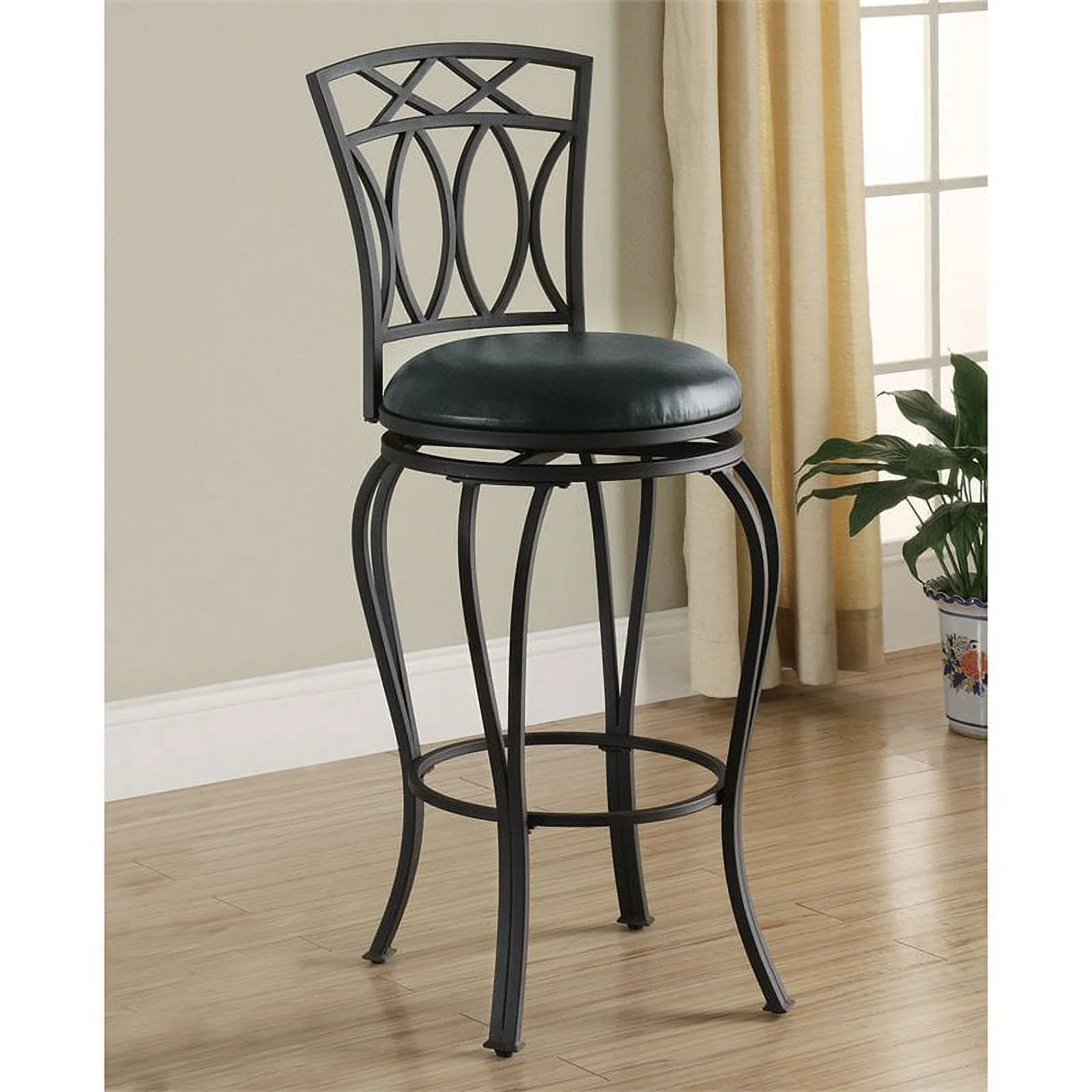 Home Square 29" Elegant X Back Metal Bar Stool in Black - Set of 3
