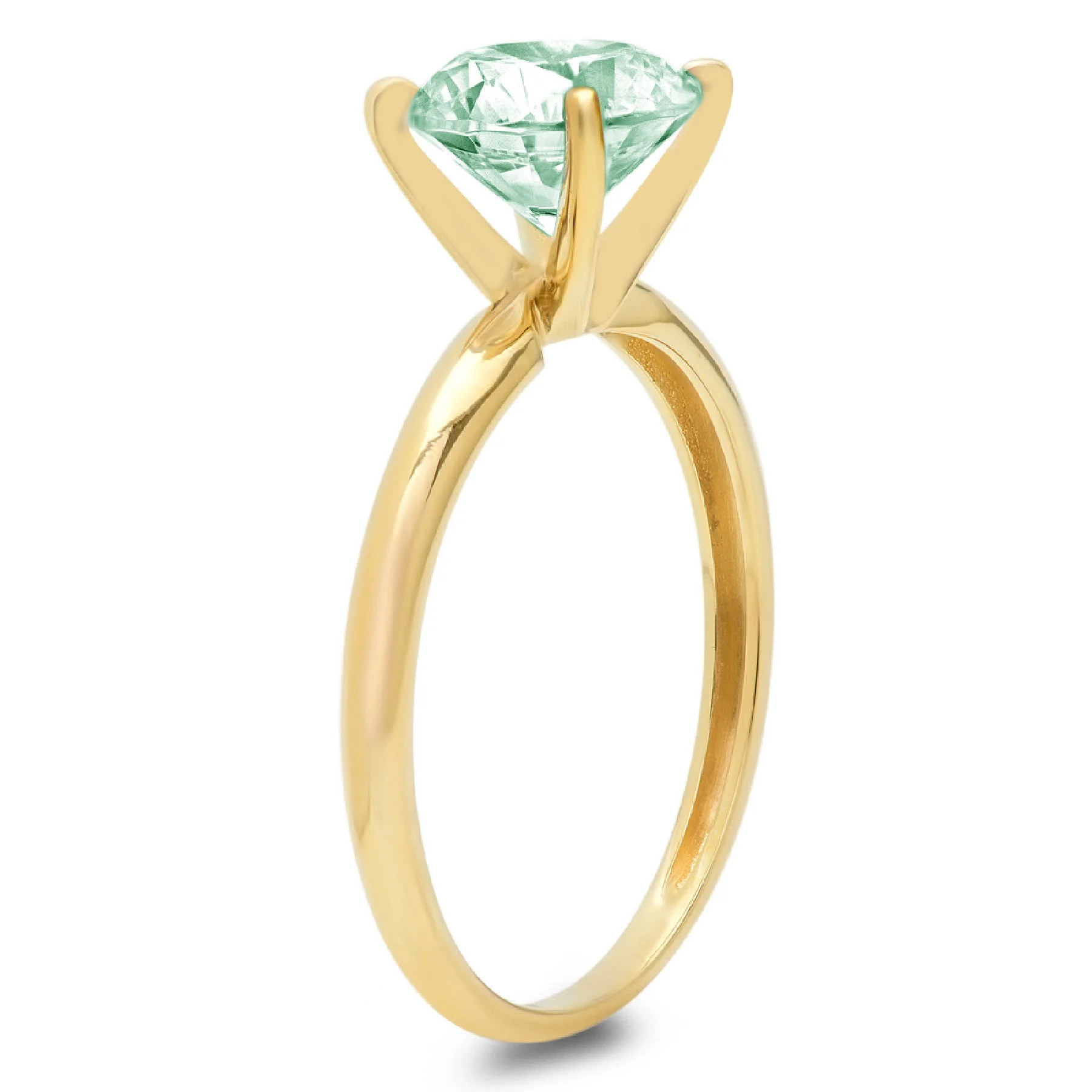 2.5ct Round Cut Green Simulated Diamond 18k Yellow Gold Engraving Statement Anniversary Engagement Wedding Solitaire Ring Size 3.5