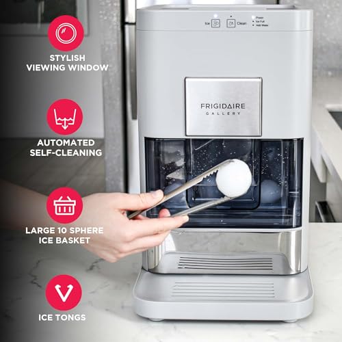 Frigidaire, EFIC240 Countertop Artisanal Sphere Ice Machine, Transparent Window, Gourmet Ice Maker, 84 Sphere per Day Capacity