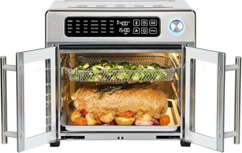Emeril Lagasse Extra Large French Door Air Fryer Toaster Oven Combo, 24 Cooking Functions and Digital Controls, 7 Accessories Included