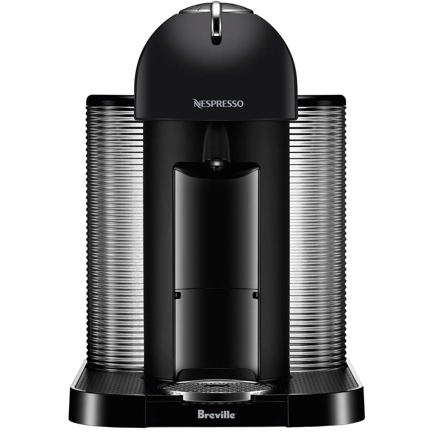 Breville Nespresso Vertuo Coffee & Espresso Single-Serve Machine in Chrome and Aeroccino Milk Frother in Black