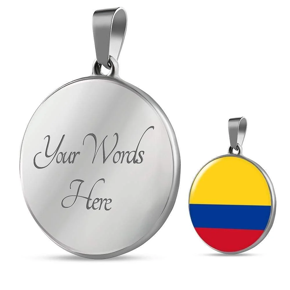 Colombia Flag Necklace Stainless Steel or 18k Gold 18-22"