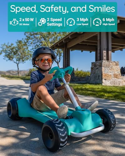 Droyd Zypster Electric Go Kart for Kids, 25V Lithium Ion Battery w/Dual 50W Brushed DC Motor Up to 3-6 Mph, Adjustable Height and Seat