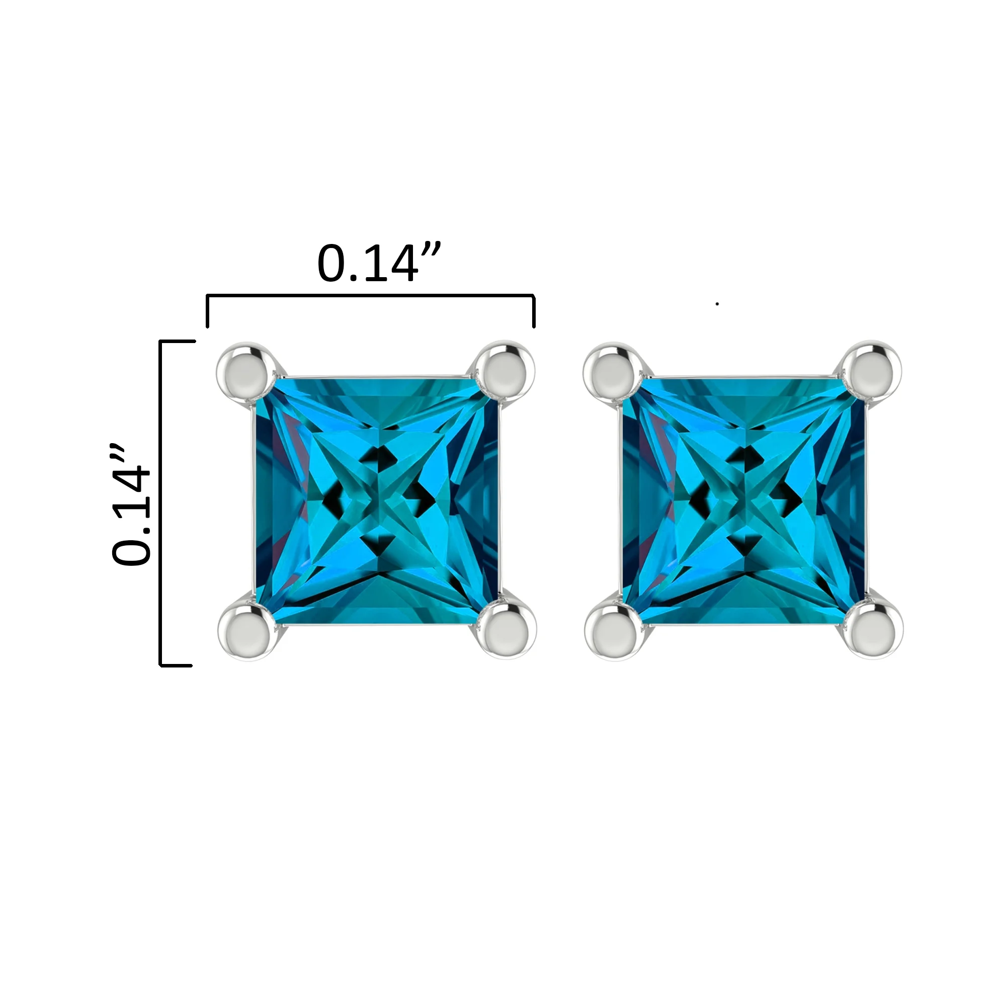 Sterling Silver with Natural Blue Diamond Stud Earrings