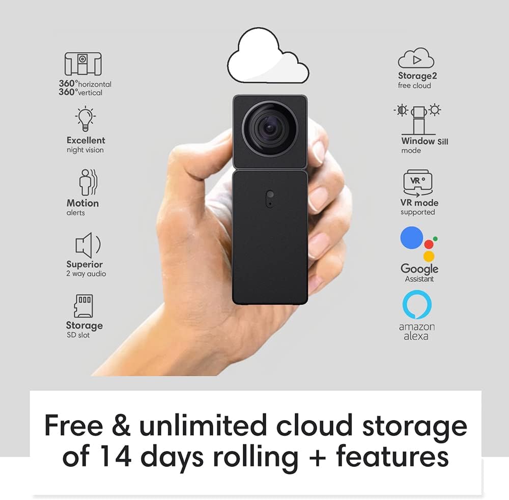 Tobicam Indoor Security Camera Shows 4 Views All at Once (2 Cams Built-in 1) Plug-in Smart Camera for Home Security, 1080P HD WiFi