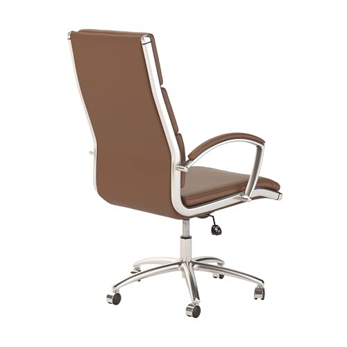 Bush Business Furniture 400 Series High Back Leather Executive Office Chair in Saddle Tan