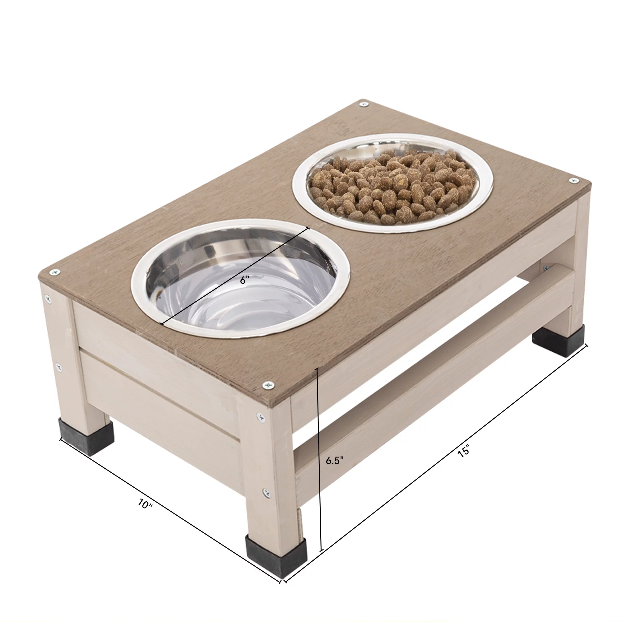 Euroco Outdoor Wood Dog House Waterproof Pet Log Cabin for Small Medium Dog with Feeding Station, Storage Box