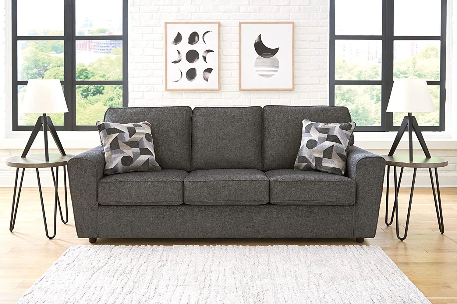 Ashley Furniture Cascilla Contemporary Fabric & Wood Sofa in Gray