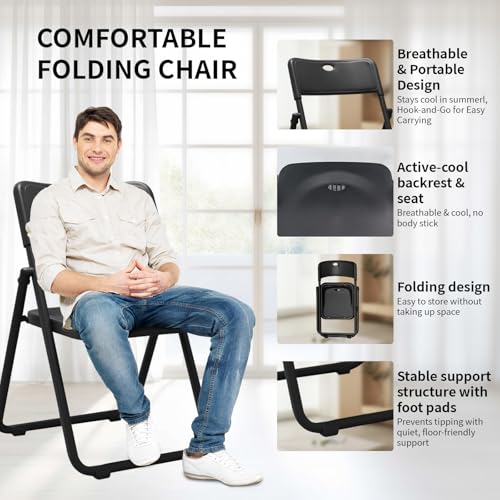 YLGJ&TIDY 8 Pack Plastic Folding Chair, Stackable Portable Foldable Chair for Outside, Lightweight Folding Chairs with Ventilation Holes, for Indoor