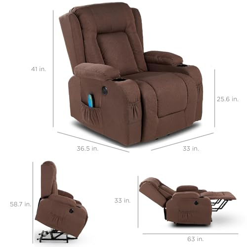 Best Choice Products Modern Linen Electric Power Lift Chair, Recliner Massage Chair, Adjustable Furniture for Back, Legs w/ 3 Positions, USB Port