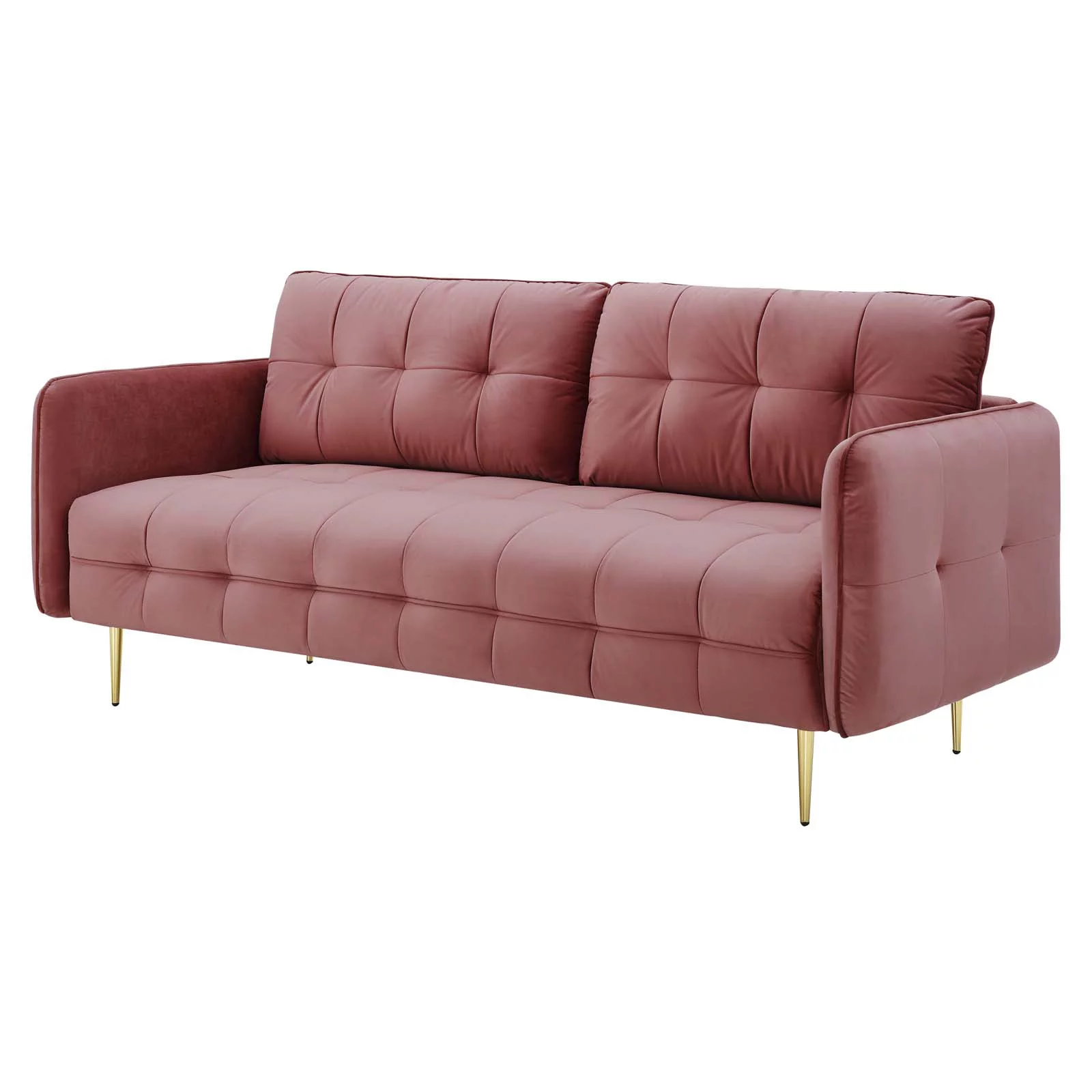 Tufted Sofa, Velvet, Pink, Modern Contemporary Urban Design, Living Lounge Room Hotel Lobby Hospitality