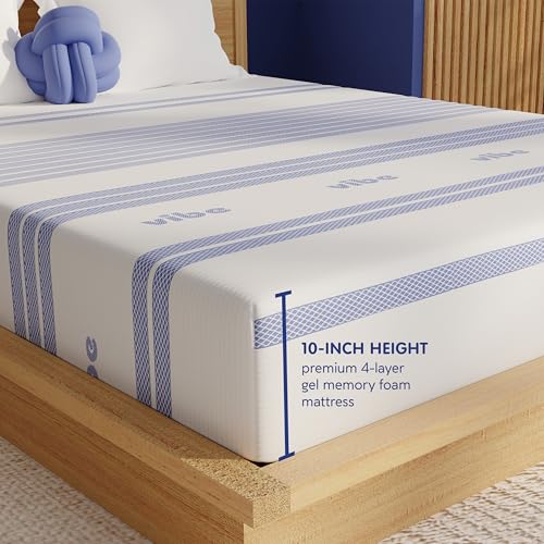 Vibe Gel Memory Foam Mattress, 12-Inch CertiPUR-US Certified Bed-in-a-Box, Queen, White