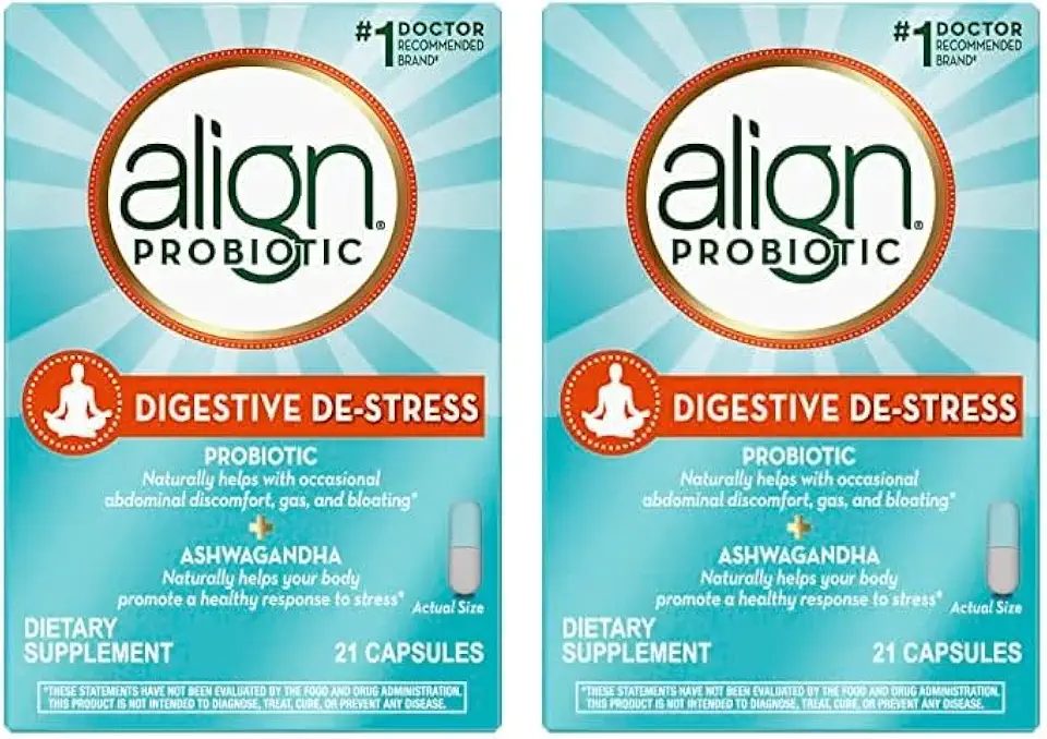Align Probiotic, Digestive De-Stress, Probiotic for Women and Men with Ashwagandha, Helps with a Healthy Response to Stress, Gluten Free, Soy Free