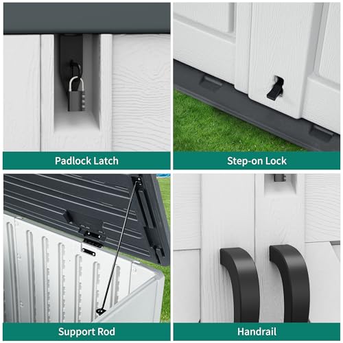 YITAHOME Outdoor Horizontal Storage Sheds w/o Shelf, Weather Resistant Resin Tool Shed, Multi-Opening Door for Storage of Bike, Trash Cans