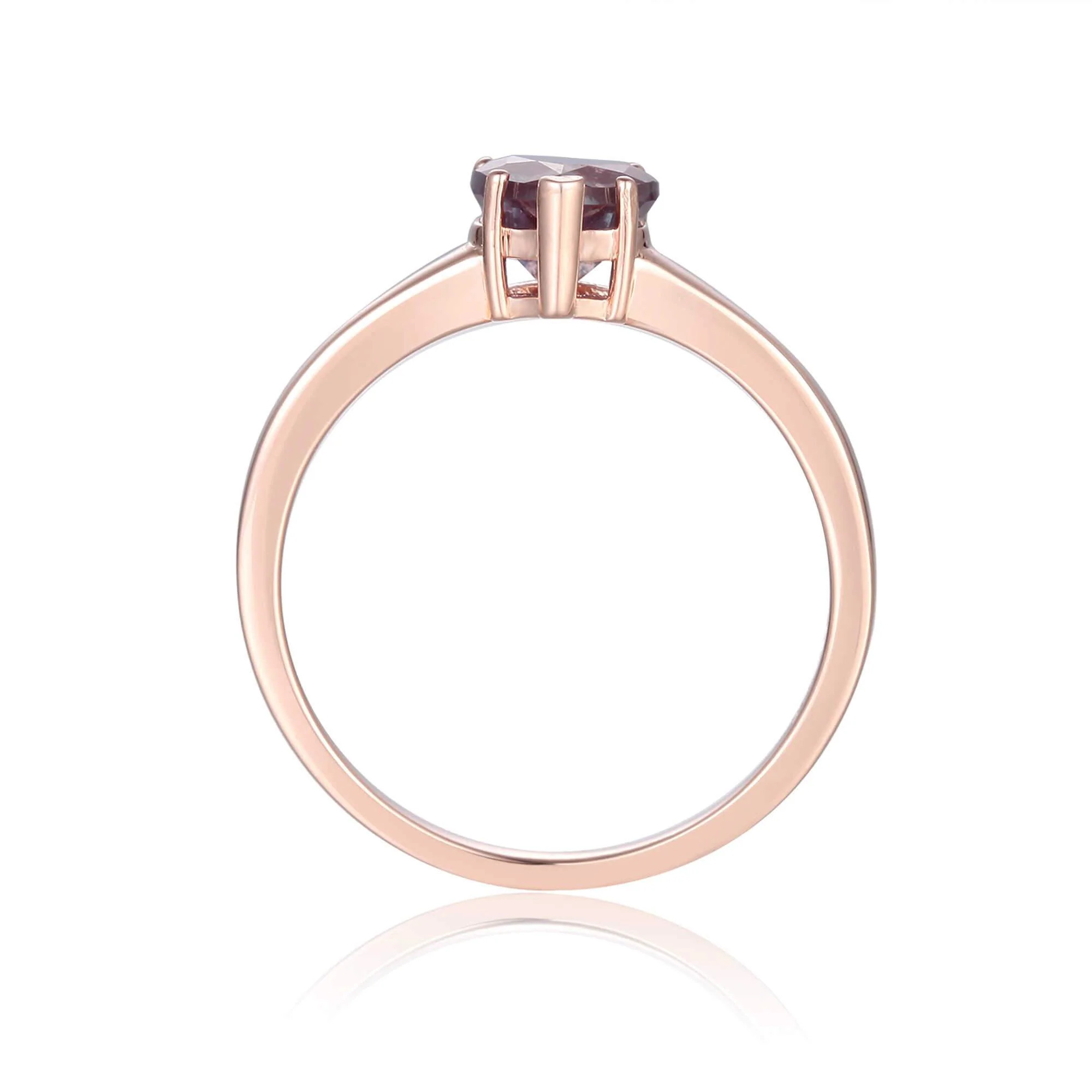 Heart Shape Alexandrite Solitaire Engagement Ring in Rose Gold Plated Sterling Silver