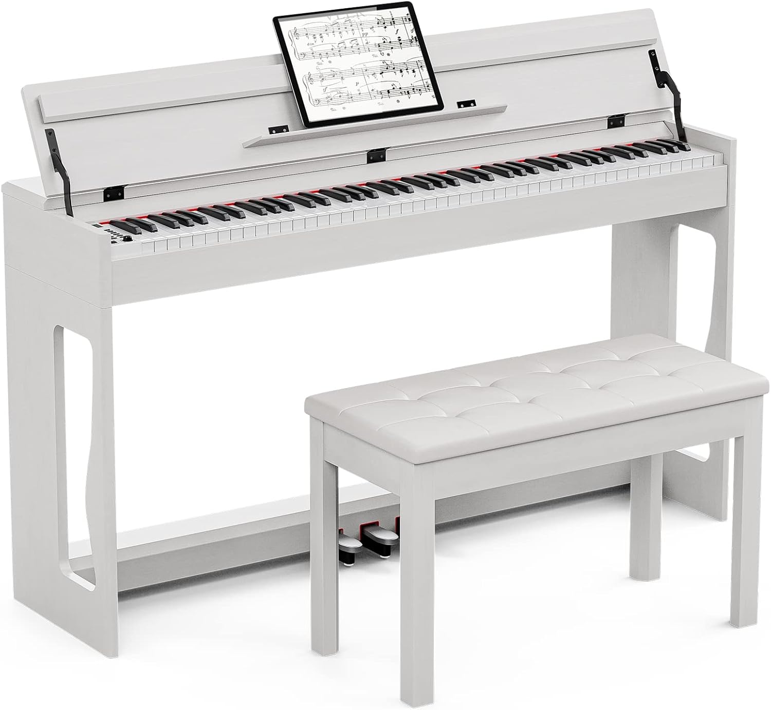 UMOMO 88 Key Weighted Keyboard Piano with 2 Person Piano Bench