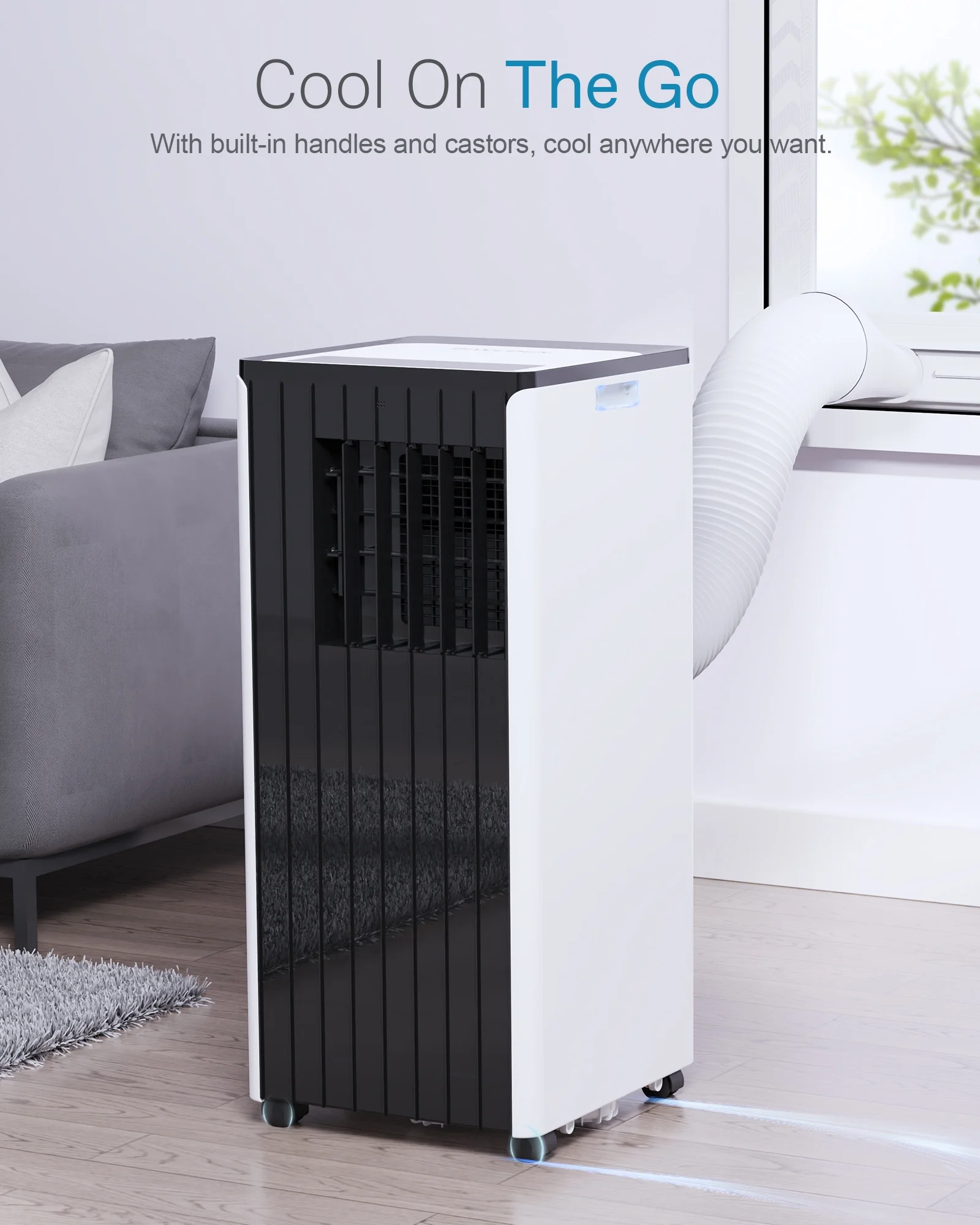 FIOGOHUMI 10000BTU Portable Air Conditioner - Portable AC Unit with Built-in Dehumidifier Fan Mode for Room up to 350 sq.ft.