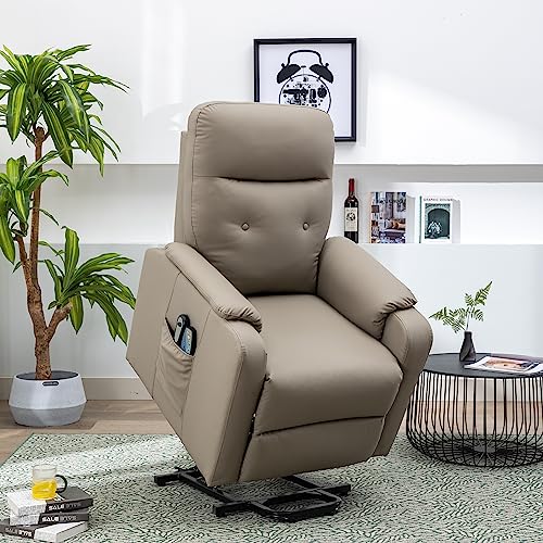 Merax, Dark Gray Power Lift Recliner Chair for Elderly with Adjustable Massage Function and Side Pocket for Adults and Seniors