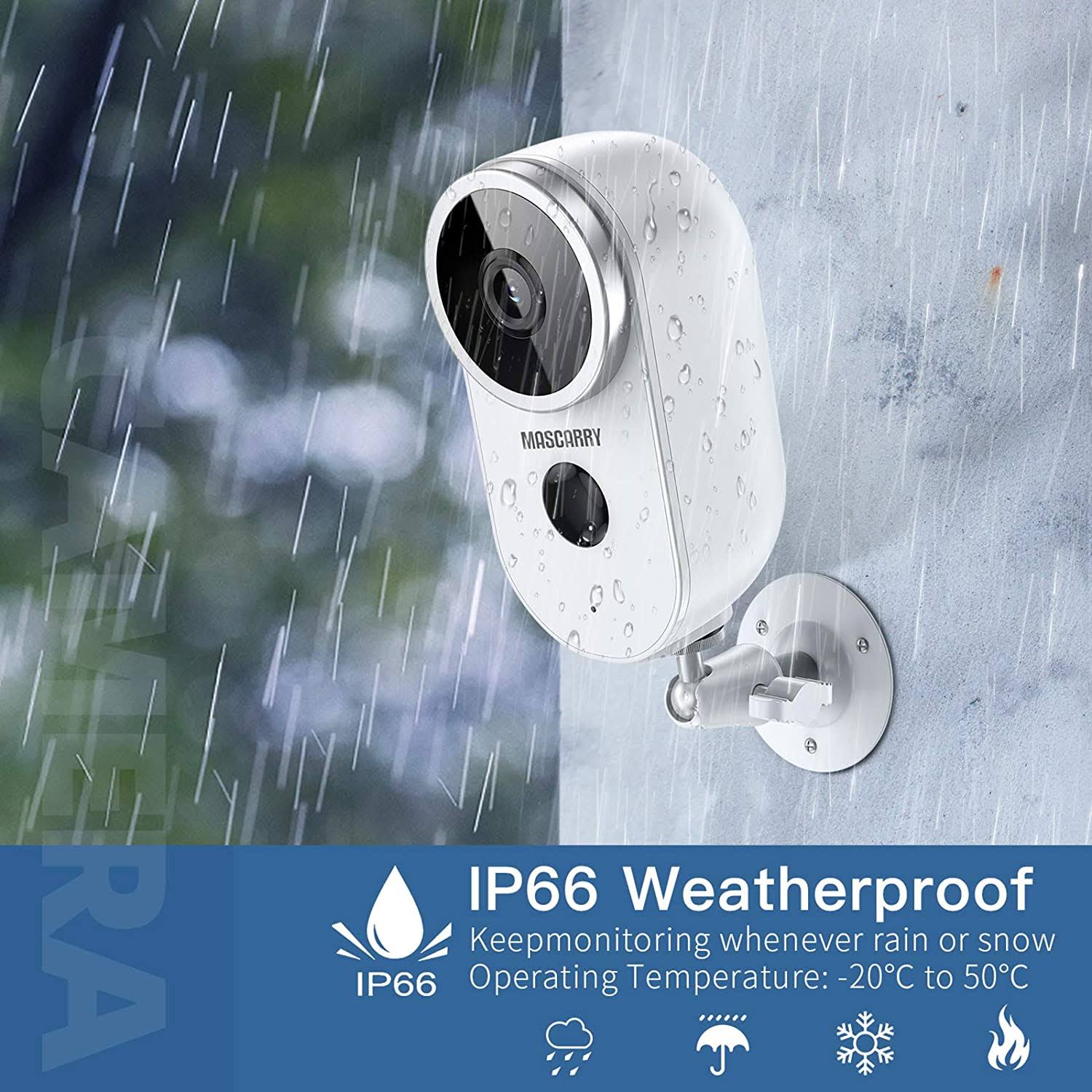 Wireless Outdoor Security Camera 1080p Rechargeable Battery Powered WiFi Camera with Night Vision, Motion Detection, 2