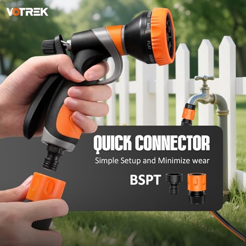 Retractable Garden Hose Reel Outside [1/2 inch ×100 FT], VOTREK Automatic Rewind Wall Mounted Hose Reel [Heavy Duty] with Any Length Lock