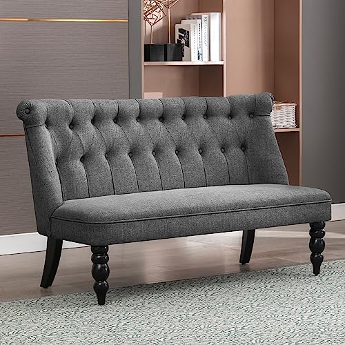 BALUS Upholstered Loveseat, Armless 2 Seater Small Couch with Backrest Button Tufted Design