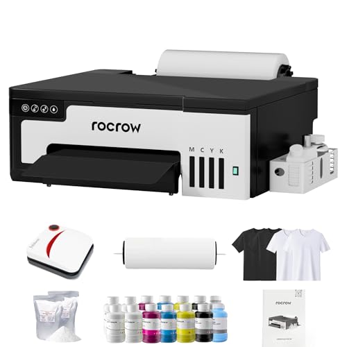 L8 DTF Printer, A4 Transfer Printing Machine with White Ink Mixing, Automatic Cleaning for DIY Print, Customized Printing, Includes Heat Press, Ink
