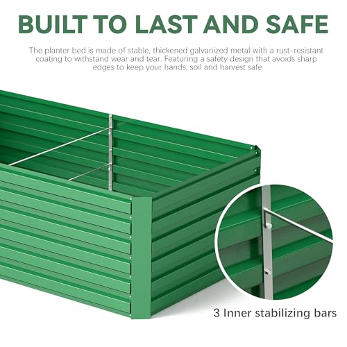 FOOWIN 2pcs 8x4x2ft Galvanized Raised Garden Bed, Planter Raised Garden Boxes Outdoor, Large Metal Raised Beds for Gardening