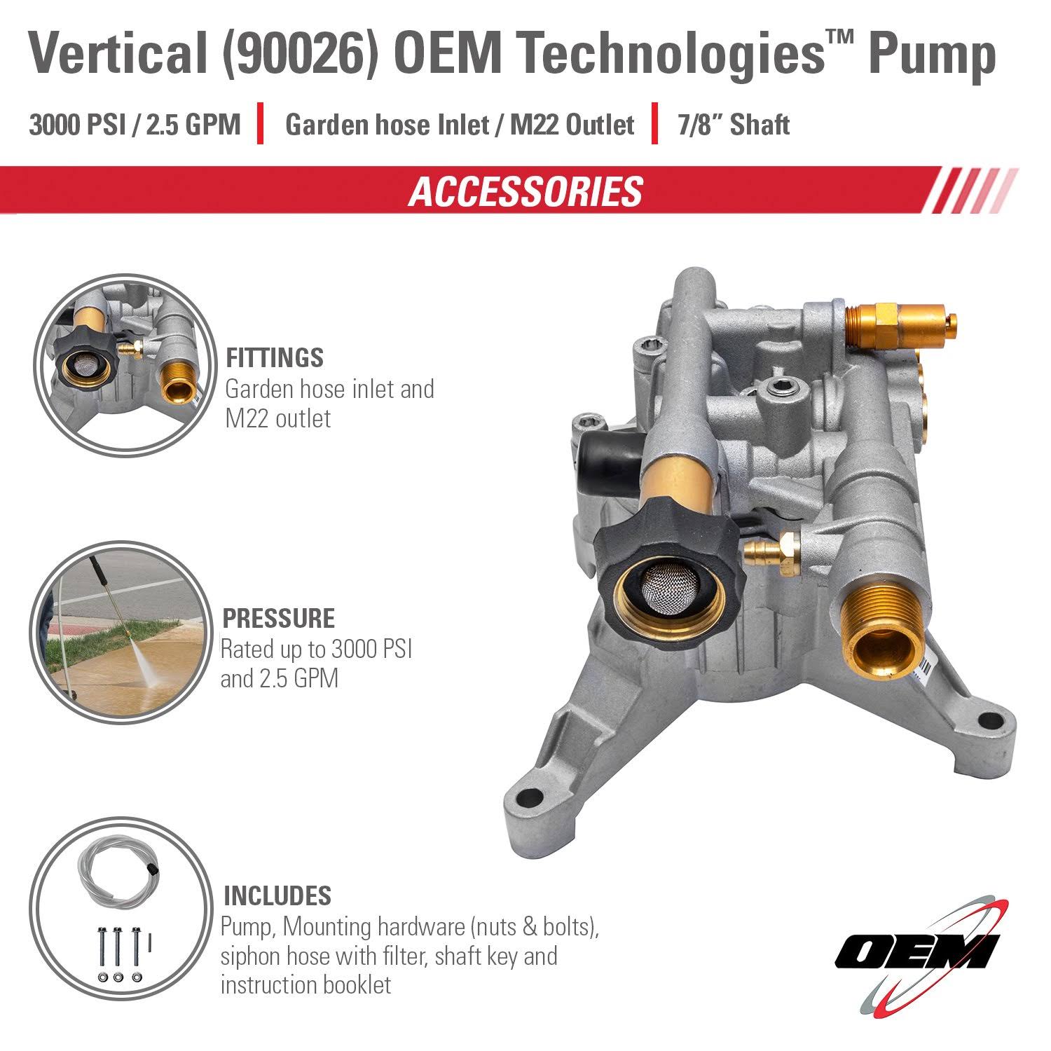 Simpson 90026 3000 PSI Axial Cam Vertical Pressure Washer Pump u0026 2.4