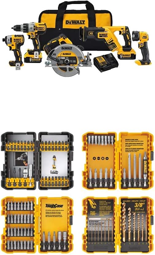 DEWALT 20V MAX* XR Cordless Drill Combo Kit, Brushless, 5-Tool (DCK594P2)