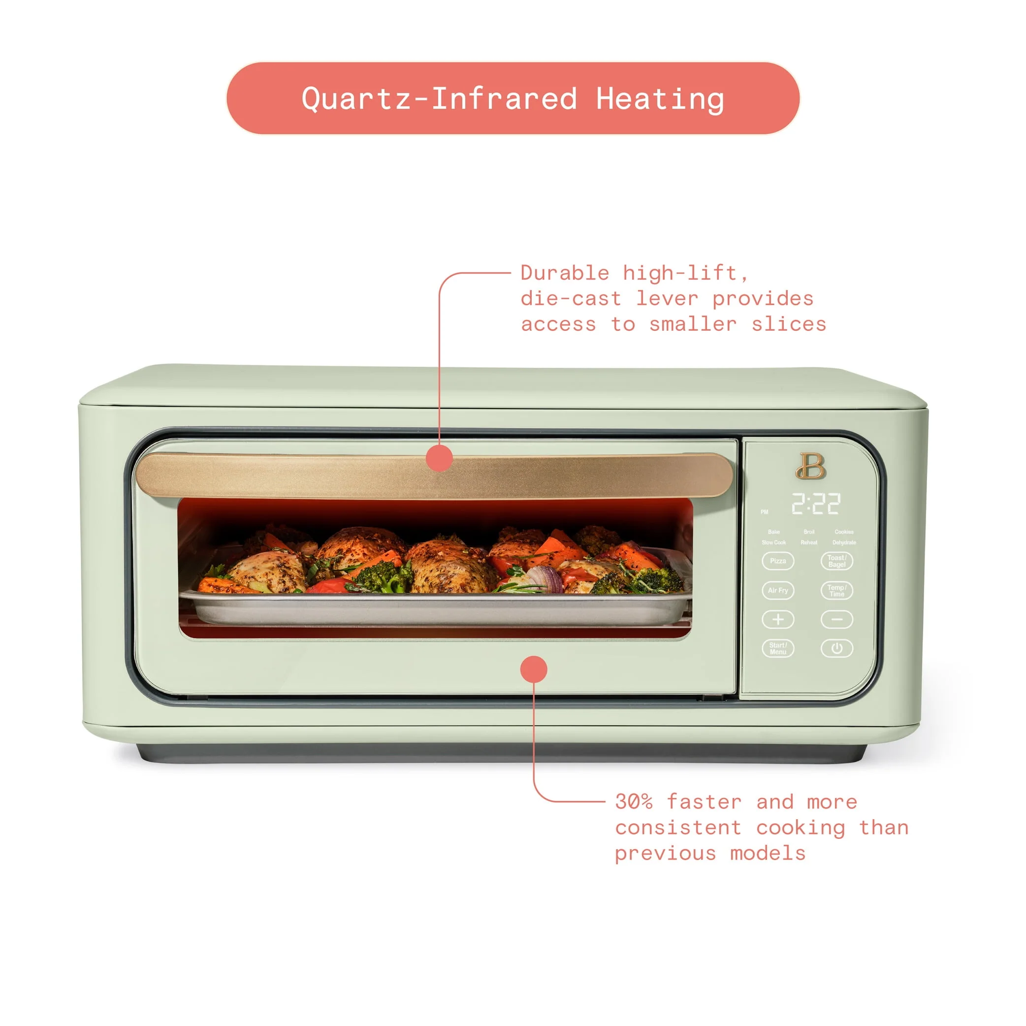 Beautiful Infrared Air Fry Toaster Oven, 9-Slice, 1800 W, Black Sesame by Drew Barrymore