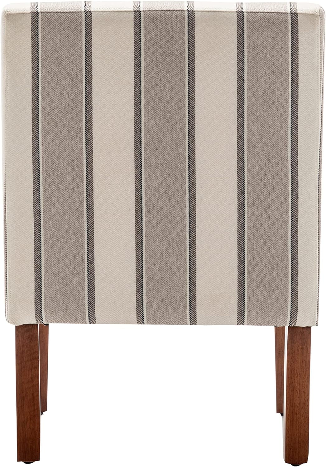 Classic Armless Slipper Accent Chair With Wood Legs, Wide Brown And White Stripe Fabric